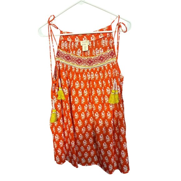 Nicole Miller Artelier Womens Floral Tassel Blouse XL Red & White - Picture 1 of 4